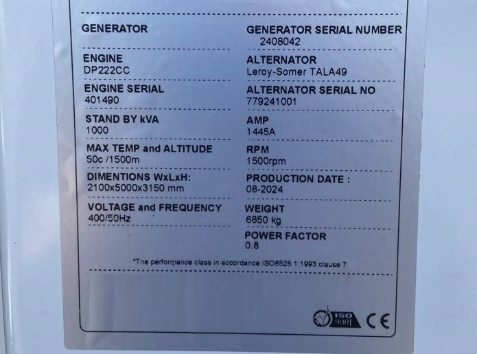 Hyundai DP222CC - 1000 kVA Generator - DPX-21068 - Elgenerator: bild 4 Hyundai DP222CC - 1000 kVA Generator - DPX-21068 - Elgenerator: bild 4