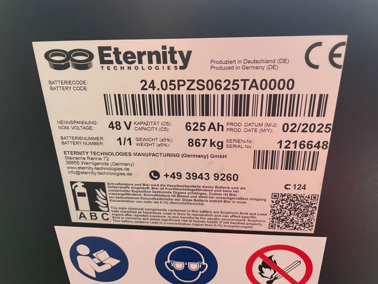 Eternity 48V 5 EPzS 625 - Batteri för Materialhanteringsutrustning: bild 2 Eternity 48V 5 EPzS 625 - Batteri för Materialhanteringsutrustning: bild 2