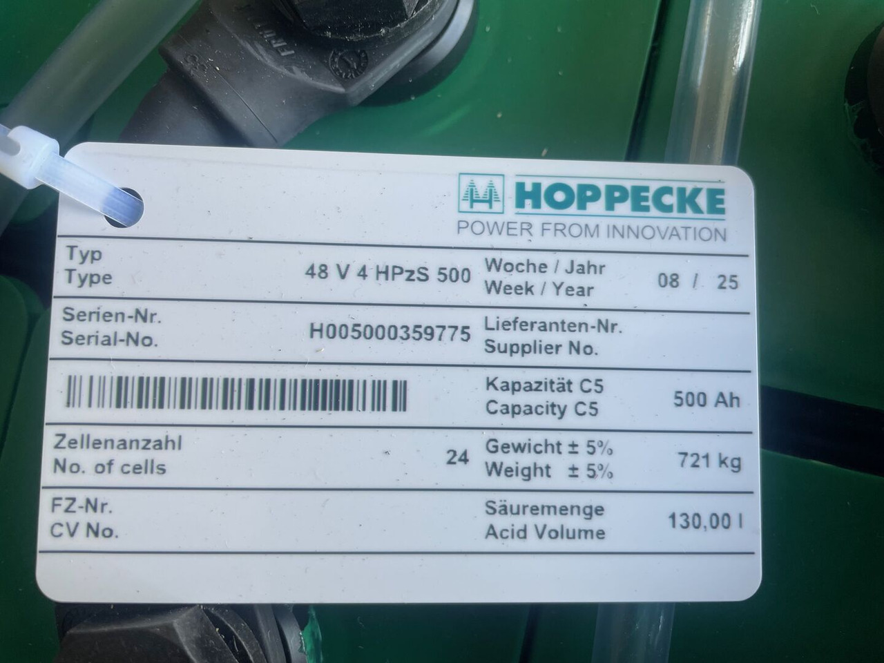 Hoppecke 48V 4 HPzS 500 - Batteri för Materialhanteringsutrustning: bild 5 Hoppecke 48V 4 HPzS 500 - Batteri för Materialhanteringsutrustning: bild 5