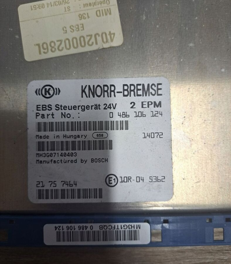 Knorr-Bremse STEROWNIK EBS RENAULT MIDLUM GAMA D VOLVO FL EURO6 - Kontrollenhet för Lastbil: bild 1 Knorr-Bremse STEROWNIK EBS RENAULT MIDLUM GAMA D VOLVO FL EURO6 - Kontrollenhet för Lastbil: bild 1