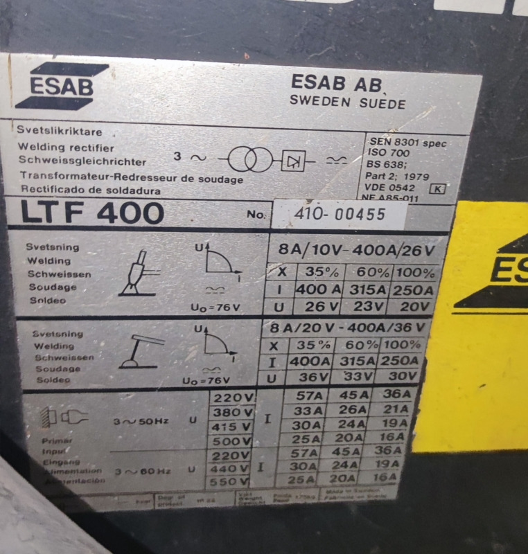 ESAB AB LTF 400 - Svetsutrustning: bild 3 ESAB AB LTF 400 - Svetsutrustning: bild 3