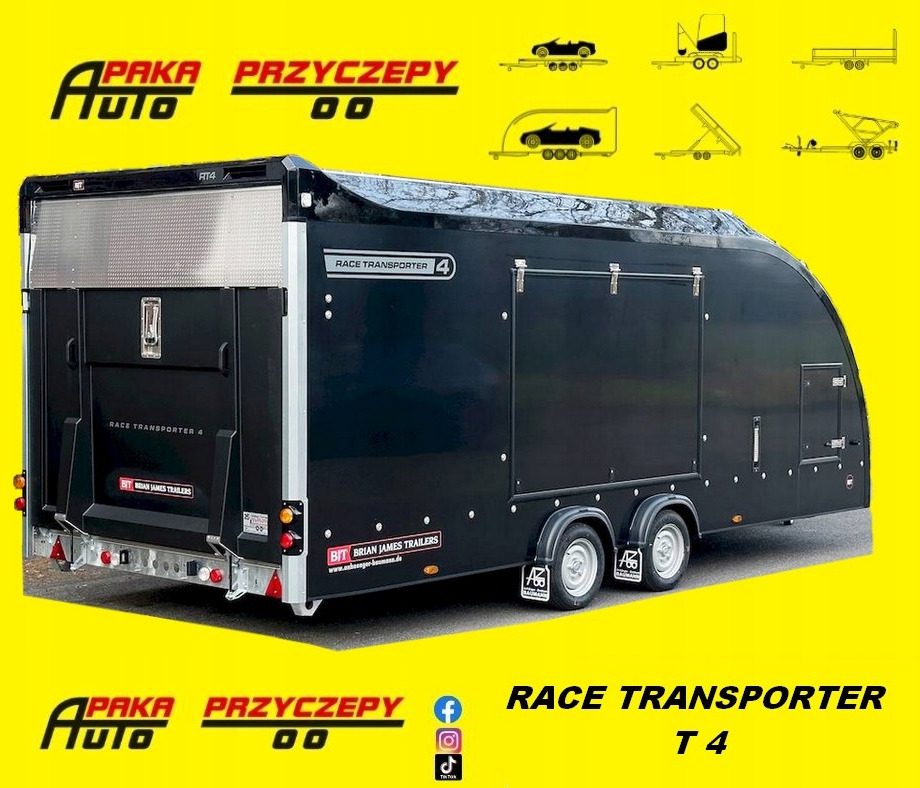 LAWETA ZAMKNIĘTA BJT RACE TRANSPORTER 4 - U NAS KOLOR CZARNY OD RĘKI / BJT RACE TRANSPORTER 4 CLOSED TRAILER - AVAILABLE IN BLACK NOW - Biltransportsläp: bild 1 LAWETA ZAMKNIĘTA BJT RACE TRANSPORTER 4 - U NAS KOLOR CZARNY OD RĘKI / BJT RACE TRANSPORTER 4 CLOSED TRAILER - AVAILABLE IN BLACK NOW - Biltransportsläp: bild 1
