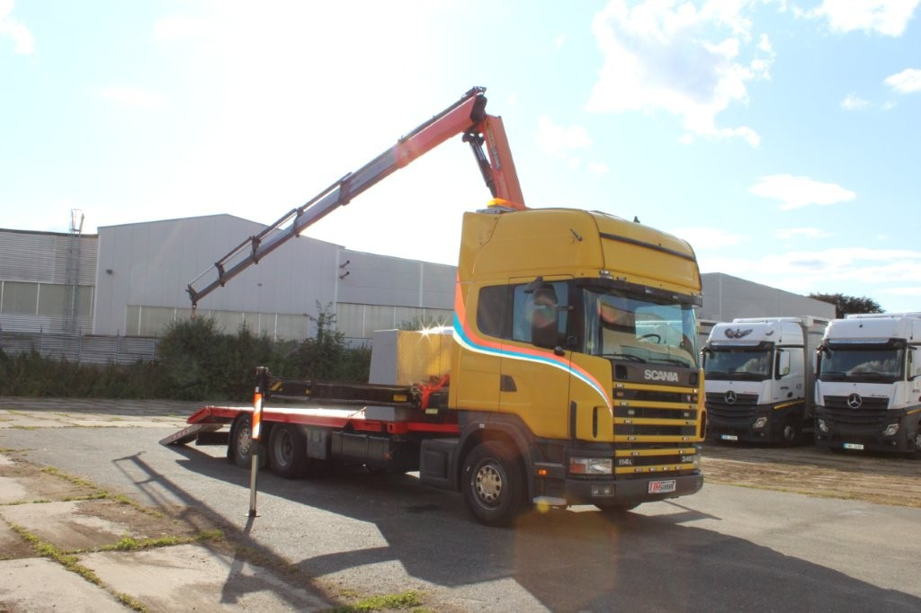 Scania R 114 LB340 6X2 L PALFINGER PK16502 - Biltransportbil lastbil, Kranbil: bild 1 Scania R 114 LB340 6X2 L PALFINGER PK16502 - Biltransportbil lastbil, Kranbil: bild 1
