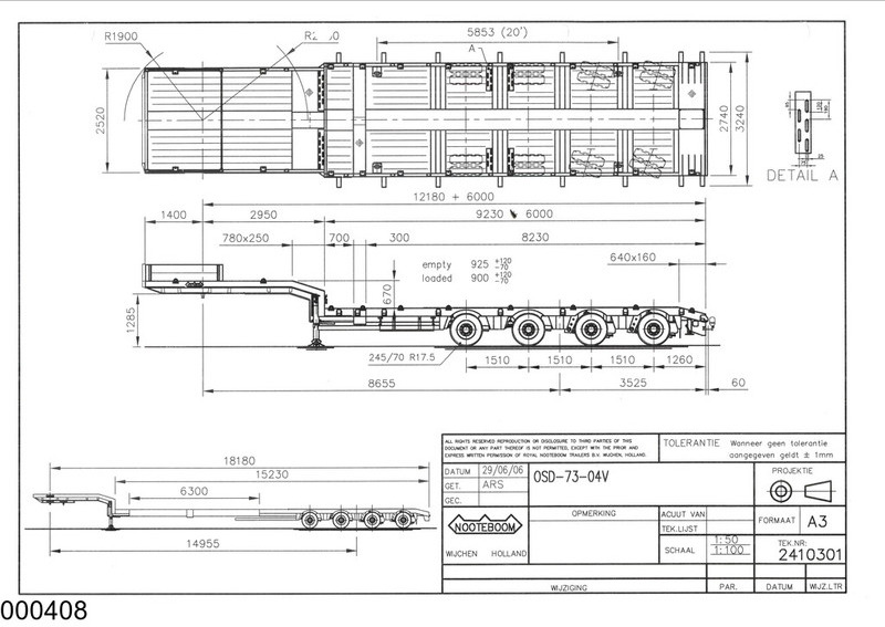 Nooteboom Lowbed 19.58 Meter, Extandable, Twistlocks - Låg lastare semitrailer: bild 2 Nooteboom Lowbed 19.58 Meter, Extandable, Twistlocks - Låg lastare semitrailer: bild 2