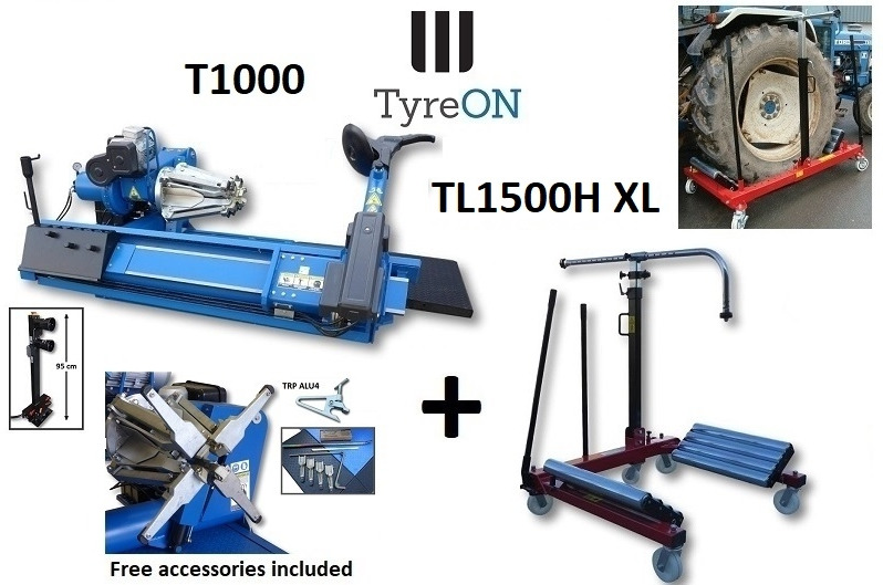 T1000 2-speed 56 Inch truck tyre changer + 1500 kg XL wheeldollly TL1500H XL - Garage & Verkstadsutrustning: bild 1 T1000 2-speed 56 Inch truck tyre changer + 1500 kg XL wheeldollly TL1500H XL - Garage & Verkstadsutrustning: bild 1
