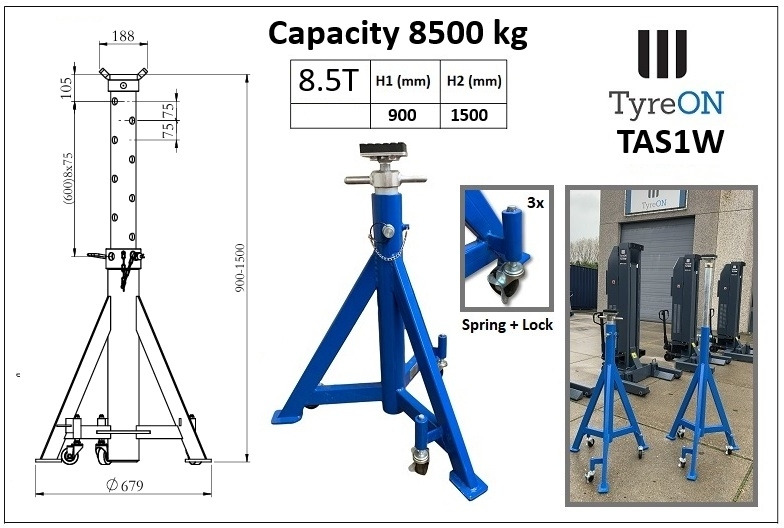 TAS1W axle support 900-1500 mm mobile | 8.5T - Garage & Verkstadsutrustning: bild 1 TAS1W axle support 900-1500 mm mobile | 8.5T - Garage & Verkstadsutrustning: bild 1
