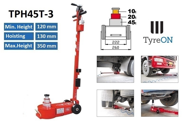 TPH45T-3 Air hydraulic jack 45 Tons - Minimum height 12 cm - portable (40 kg) - Garage & Verkstadsutrustning: bild 1 TPH45T-3 Air hydraulic jack 45 Tons - Minimum height 12 cm - portable (40 kg) - Garage & Verkstadsutrustning: bild 1