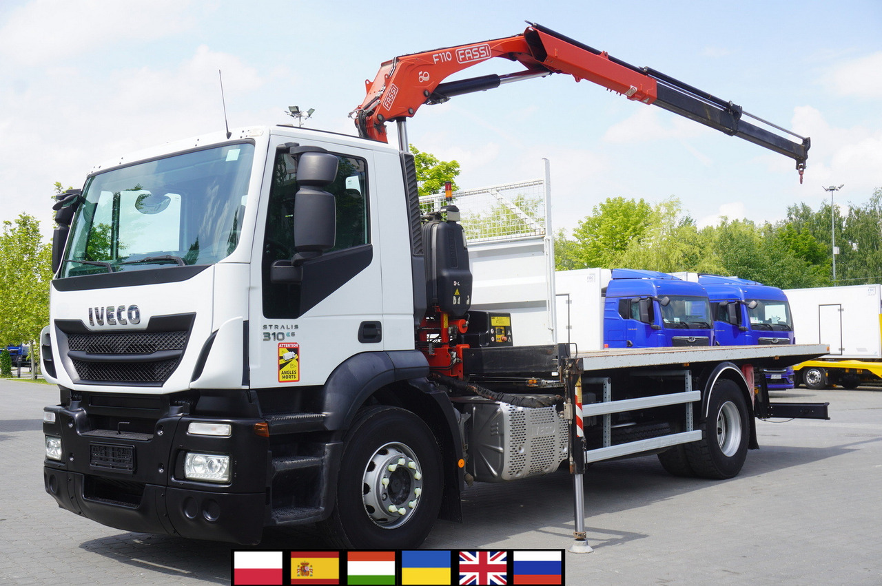 IVECO STRALIS 310 E6 / FASSI F110B / 630 MTH! / 4 t lift cap. / 19 t - Flakbil, Kranbil: bild 1 IVECO STRALIS 310 E6 / FASSI F110B / 630 MTH! / 4 t lift cap. / 19 t - Flakbil, Kranbil: bild 1