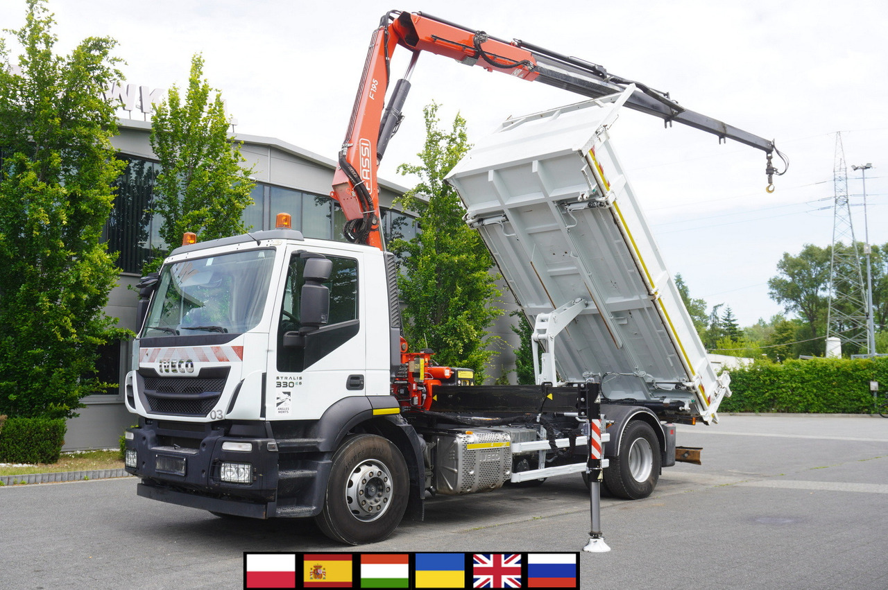 IVECO STRALIS 330 E6 / FASSI 195A 8.5 T / 3-side tipper - Tippbil lastbil, Kranbil: bild 1 IVECO STRALIS 330 E6 / FASSI 195A 8.5 T / 3-side tipper - Tippbil lastbil, Kranbil: bild 1