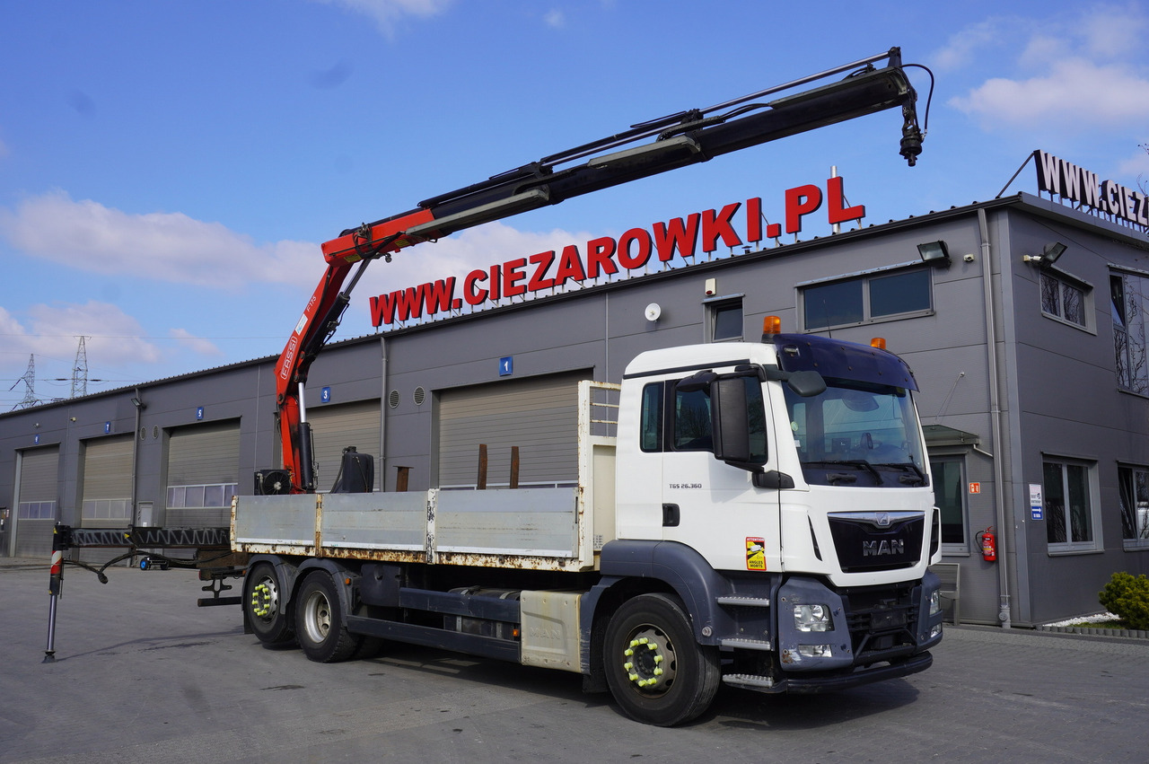 MAN TGS 26.360 Flatbed / Fassi F175 7.7 T / steered 3rd axle - Flakbil, Kranbil: bild 1 MAN TGS 26.360 Flatbed / Fassi F175 7.7 T / steered 3rd axle - Flakbil, Kranbil: bild 1