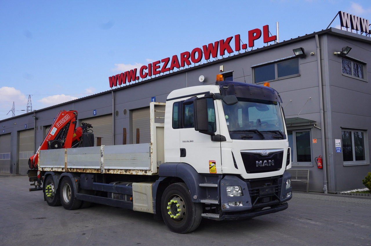 MAN TGS 26.360 Flatbed / Fassi F175 7.7 T / steered 3rd axle - Flakbil, Kranbil: bild 2 MAN TGS 26.360 Flatbed / Fassi F175 7.7 T / steered 3rd axle - Flakbil, Kranbil: bild 2