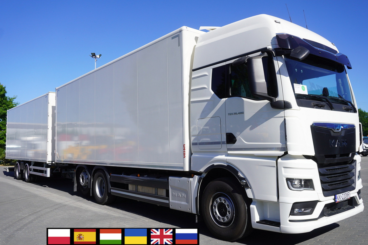 MAN TGX 26.480 6×2-2 LL CH NEW / 19 EPAL box / New Wecon walkthrough box trailer 19 EPAL / 2025.06 !!! - Lastbil med skåp: bild 1 MAN TGX 26.480 6×2-2 LL CH NEW / 19 EPAL box / New Wecon walkthrough box trailer 19 EPAL / 2025.06 !!! - Lastbil med skåp: bild 1