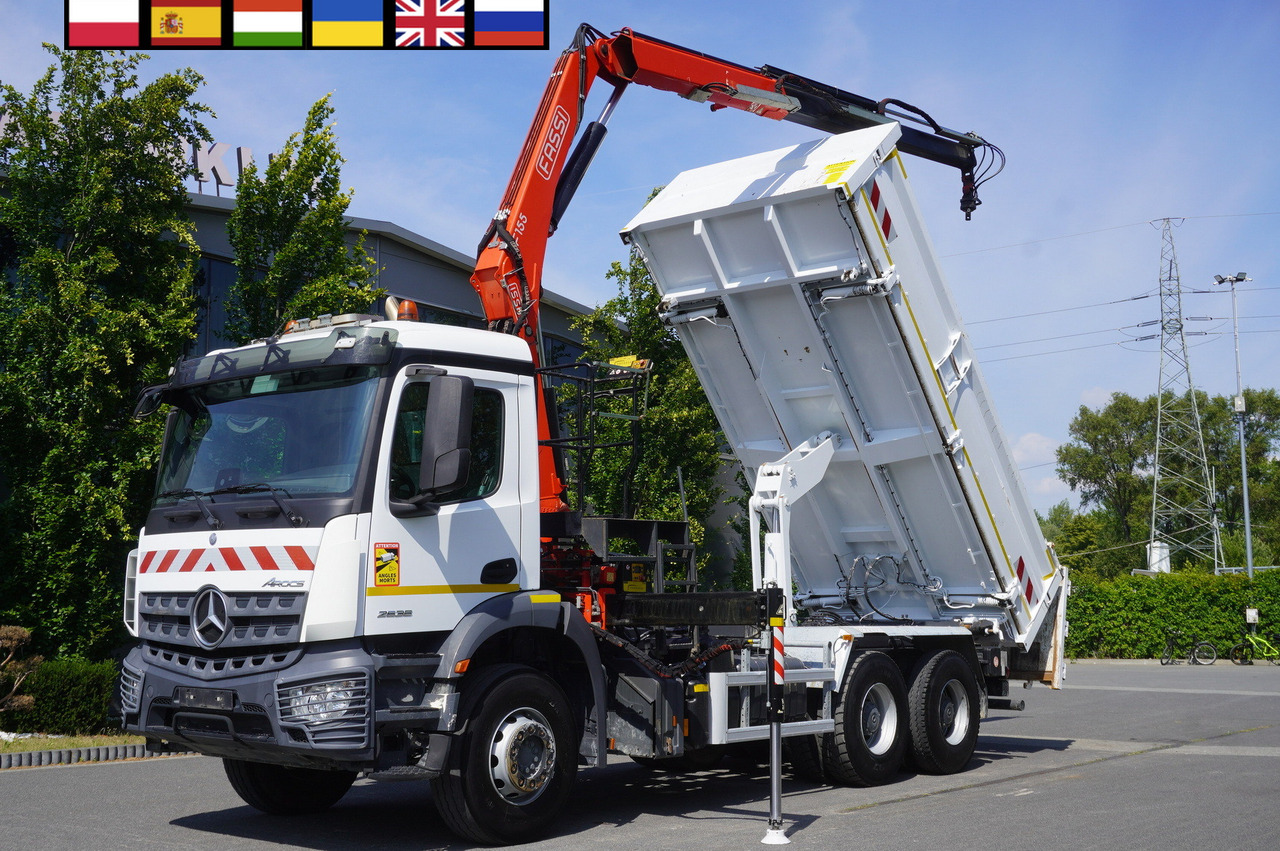 MERCEDES-BENZ AROCS 2636 / Fassi F155A.0.22 crane 6t / 120 tho. km / 3-sided dump truck / 2 x Bordmatic - Flakbil, Kranbil: bild 1 MERCEDES-BENZ AROCS 2636 / Fassi F155A.0.22 crane 6t / 120 tho. km / 3-sided dump truck / 2 x Bordmatic - Flakbil, Kranbil: bild 1