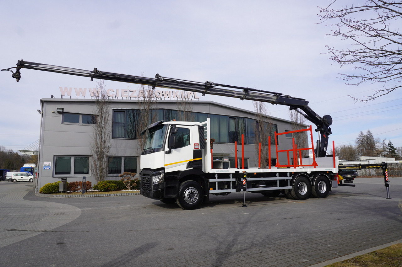RENAULT C430 / HIAB 244 EP-5 HIDUO crane 8400 kg 15 m / Platform with stanchions - Skogsvagn: bild 5 RENAULT C430 / HIAB 244 EP-5 HIDUO crane 8400 kg 15 m / Platform with stanchions - Skogsvagn: bild 5