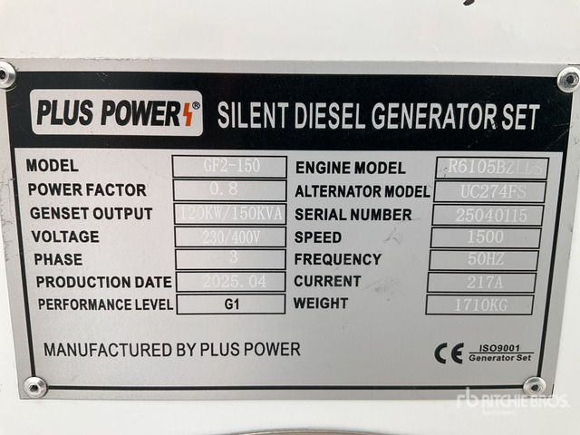 2025 Plus Power GF2-150 150 kVA (Unused) Generator Set - Elgenerator: bild 1 2025 Plus Power GF2-150 150 kVA (Unused) Generator Set - Elgenerator: bild 1
