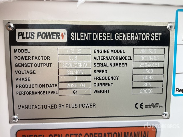 2025 Plus Power GF2-25 25 kVA (Unused) Generator Set - Elgenerator: bild 1 2025 Plus Power GF2-25 25 kVA (Unused) Generator Set - Elgenerator: bild 1