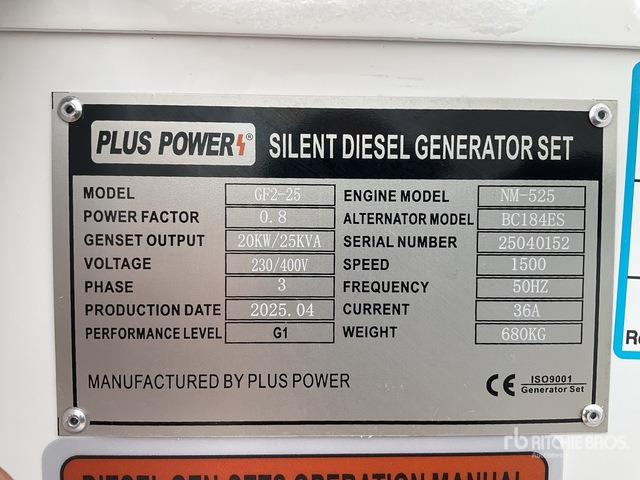 2025 Plus Power GF2-25 25 kVA (Unused) Generator Set - Elgenerator: bild 2 2025 Plus Power GF2-25 25 kVA (Unused) Generator Set - Elgenerator: bild 2