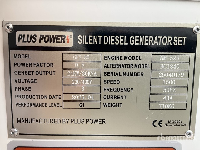 2025 Plus Power GF2-30 30 kVA (Unused) Generator Set - Elgenerator: bild 1 2025 Plus Power GF2-30 30 kVA (Unused) Generator Set - Elgenerator: bild 1