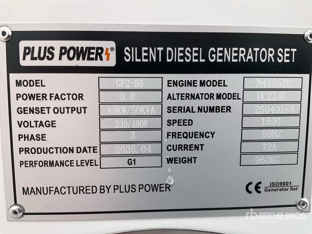 2025 Plus Power GF2-50 50 kVA (Unused) Generator Set - Elgenerator: bild 1 2025 Plus Power GF2-50 50 kVA (Unused) Generator Set - Elgenerator: bild 1
