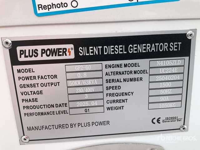 2025 Plus Power GF2-60 60 kVA (Unused) Generator Set - Elgenerator: bild 1 2025 Plus Power GF2-60 60 kVA (Unused) Generator Set - Elgenerator: bild 1