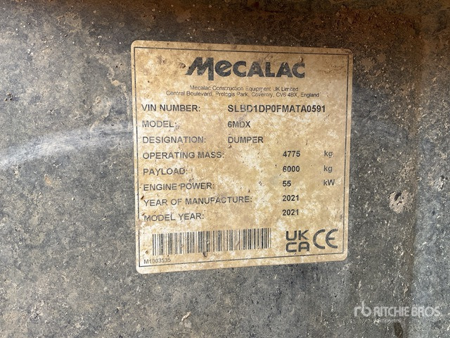 2021 Mecalac 6MDX Cabbed 6 Ton Dumper - Dumper: bild 2 2021 Mecalac 6MDX Cabbed 6 Ton Dumper - Dumper: bild 2