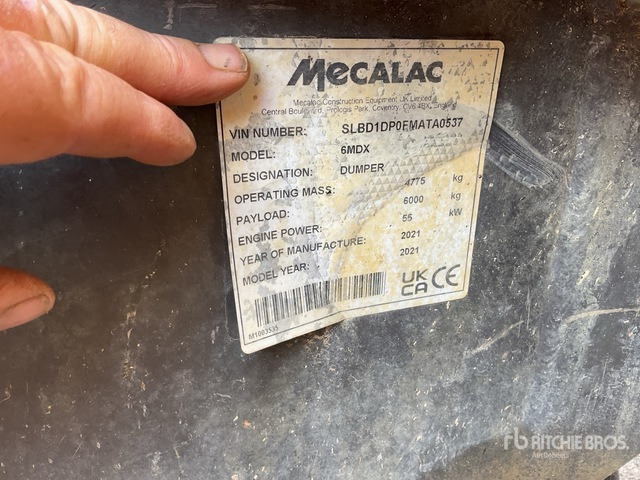 2021 Mecalac 6MDX Cabbed 6 Ton Dumper - Dumper: bild 2 2021 Mecalac 6MDX Cabbed 6 Ton Dumper - Dumper: bild 2