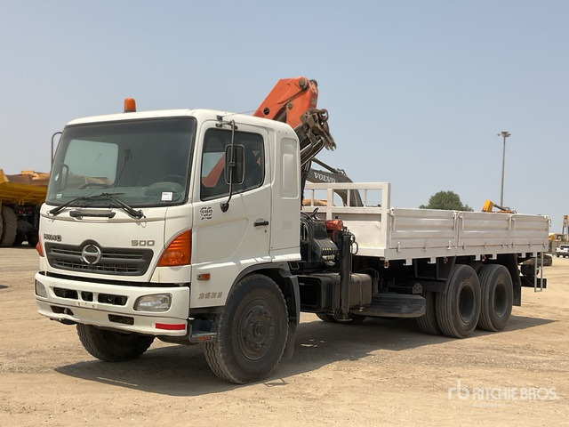 2007 Hino 500 Palfinger PK1000 4.5 ton Knuckl ... Flatbed Truck with Crane - Flakbil, Kranbil: bild 1 2007 Hino 500 Palfinger PK1000 4.5 ton Knuckl ... Flatbed Truck with Crane - Flakbil, Kranbil: bild 1