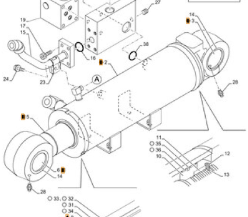 Case 47895787 - KMV18520 - Hydraulcylinder för Byggmaskiner: bild 1 Case 47895787 - KMV18520 - Hydraulcylinder för Byggmaskiner: bild 1