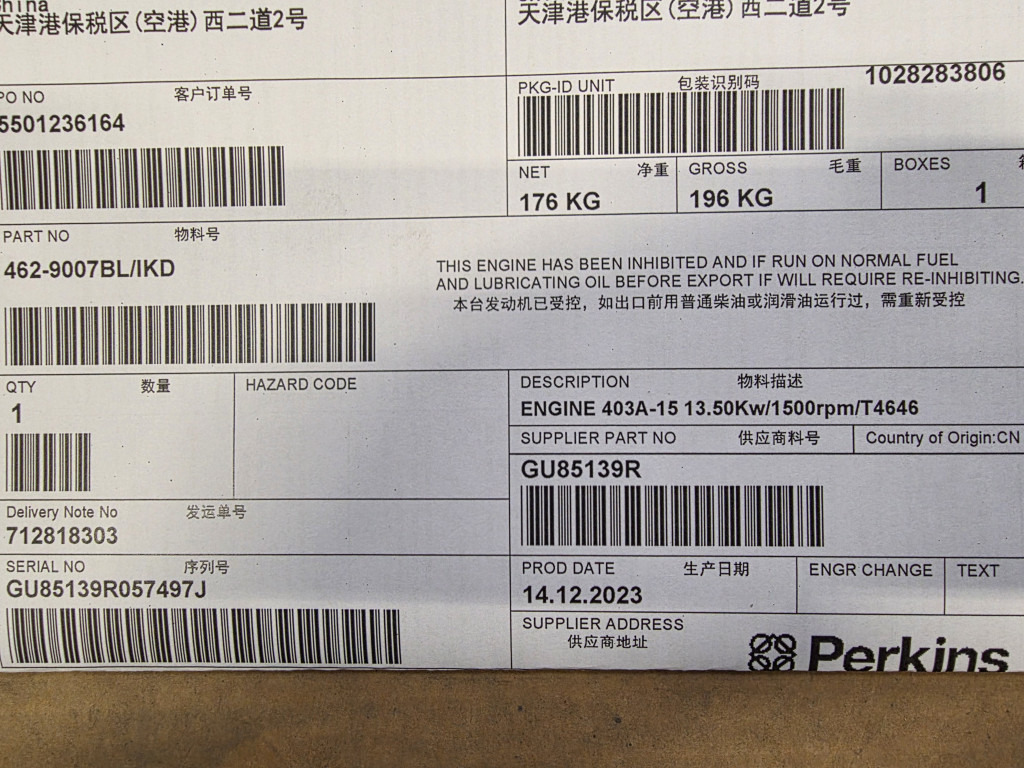 Ny Motor för Byggmaskiner Perkins 403A-15 - gu85139r: bild 9 Ny Motor för Byggmaskiner Perkins 403A-15 - gu85139r: bild 9