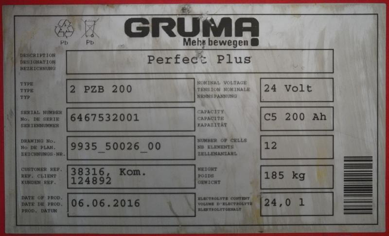 GRUMA 24 Volt 2 PzB 200 Ah - Batteri: bild 2 GRUMA 24 Volt 2 PzB 200 Ah - Batteri: bild 2