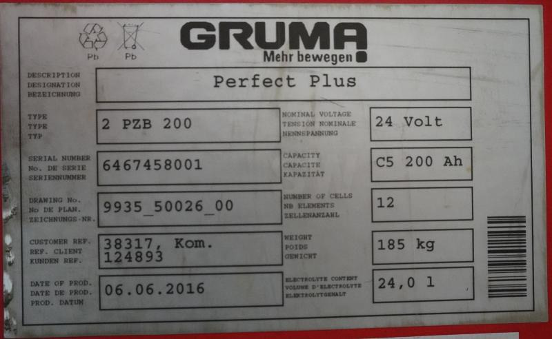 GRUMA 24 Volt 2 PzB 200 Ah - Batteri: bild 5 GRUMA 24 Volt 2 PzB 200 Ah - Batteri: bild 5