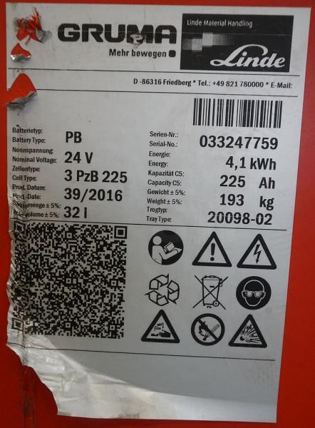 GRUMA 24 Volt 3 PzB 225 Ah - Batteri: bild 5 GRUMA 24 Volt 3 PzB 225 Ah - Batteri: bild 5