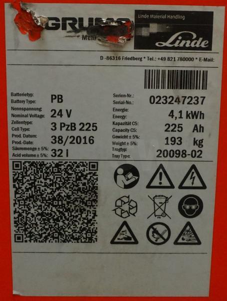 GRUMA 24 Volt 3 PzB 225 Ah - Batteri: bild 4 GRUMA 24 Volt 3 PzB 225 Ah - Batteri: bild 4