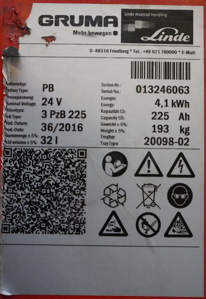 GRUMA 24 Volt 3 PzB 225 Ah - Batteri: bild 5 GRUMA 24 Volt 3 PzB 225 Ah - Batteri: bild 5