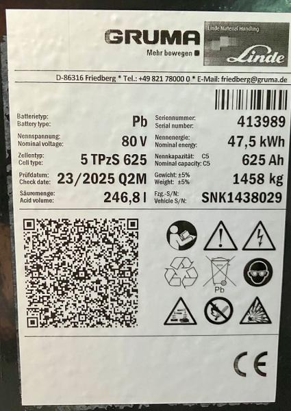 GRUMA 80 Volt 5 PzS 625 Ah - Batteri: bild 5 GRUMA 80 Volt 5 PzS 625 Ah - Batteri: bild 5