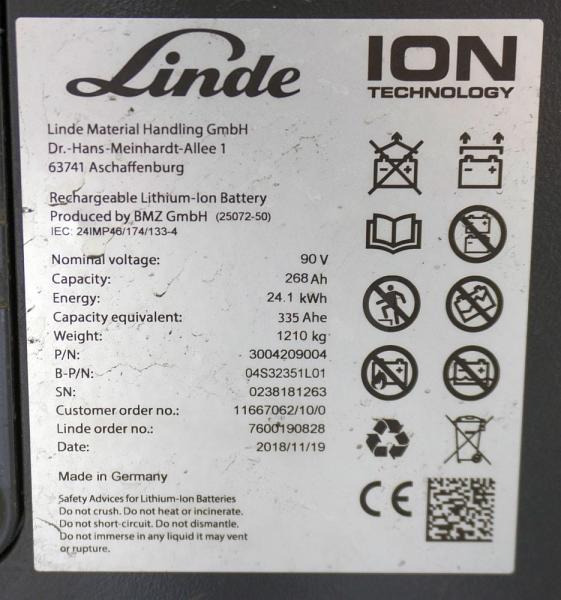 Linde 90 Volt 268 Ah - Batteri: bild 5 Linde 90 Volt 268 Ah - Batteri: bild 5