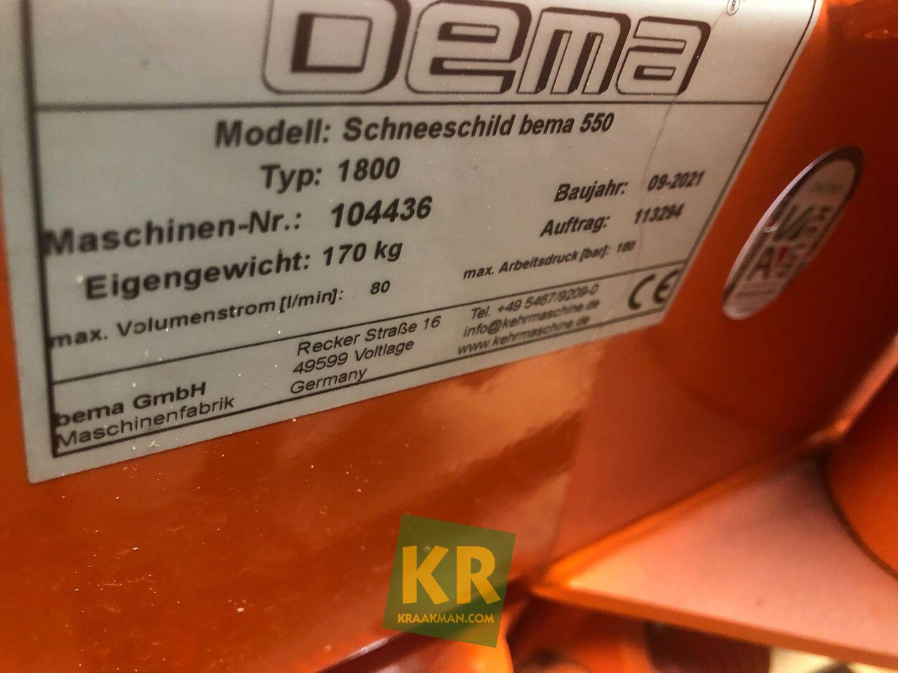 VEEGMACHINE BEMA Bema - Snöplog: bild 1 VEEGMACHINE BEMA Bema - Snöplog: bild 1