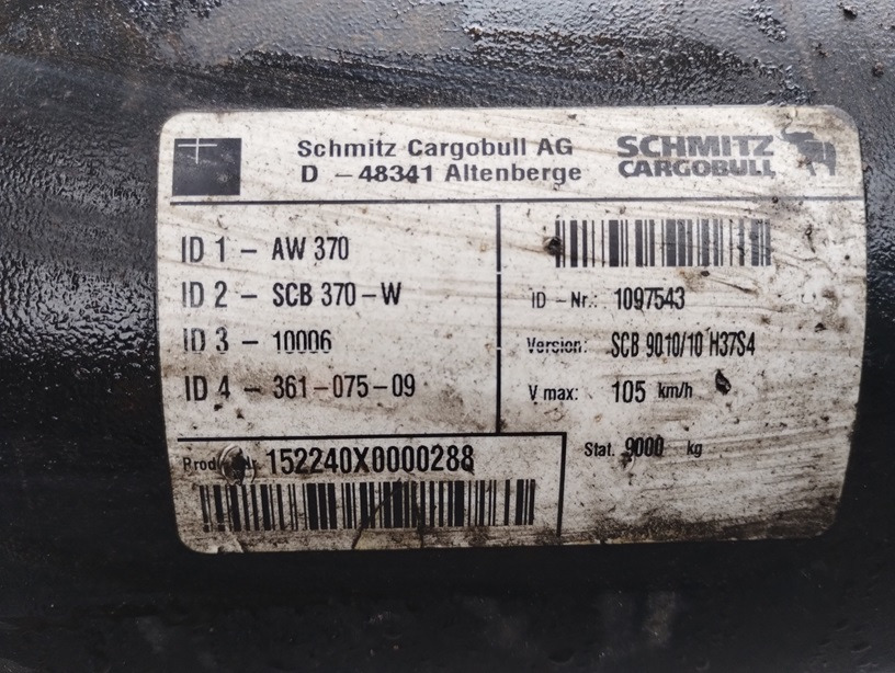 OŚ OSIE SCHMITZ AW 370 W SCB9010/10 CARGOBULL - Fjädring för Släp: bild 5 OŚ OSIE SCHMITZ AW 370 W SCB9010/10 CARGOBULL - Fjädring för Släp: bild 5