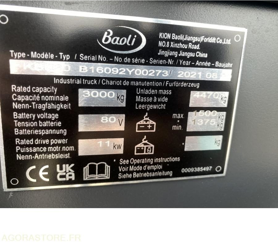 Chariot élévateur NEUF BAOLI KBE30N 3T ELECTRIQUE - Eltruck: bild 3 Chariot élévateur NEUF BAOLI KBE30N 3T ELECTRIQUE - Eltruck: bild 3
