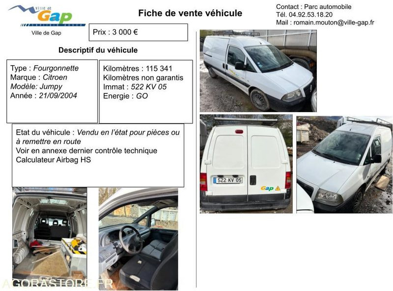 FOURGONNETTE CITROEN JUMPY - Små skåpbil: bild 1 FOURGONNETTE CITROEN JUMPY - Små skåpbil: bild 1