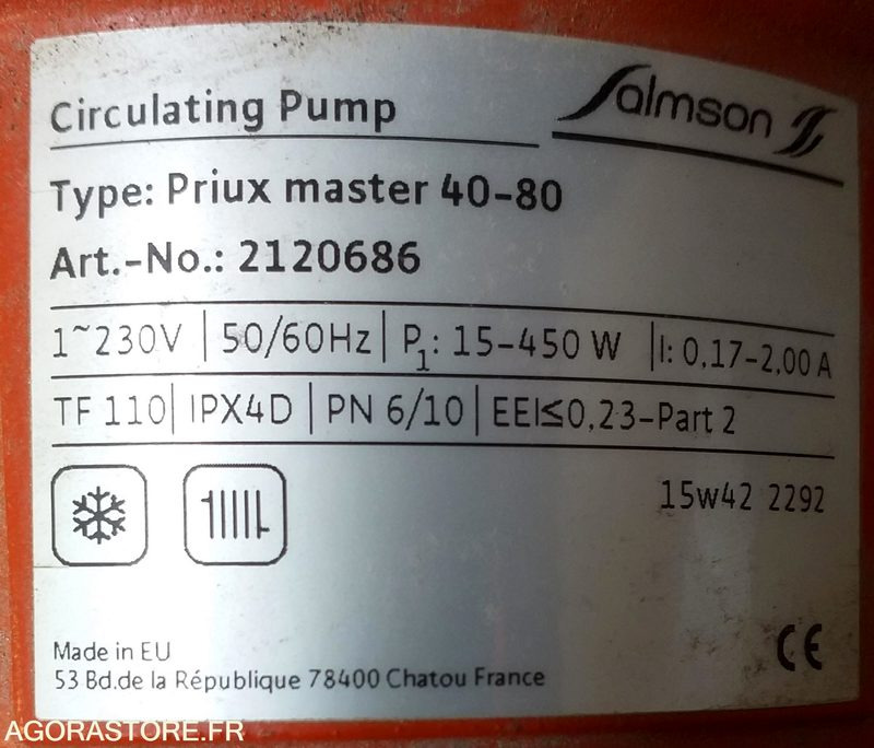 Pompe de chauffage Salmson - Circulateur PRIUX MASTER 40 - 80 / 250 Entraxe 250 - Industriell klimatutrustning: bild 3 Pompe de chauffage Salmson - Circulateur PRIUX MASTER 40 - 80 / 250 Entraxe 250 - Industriell klimatutrustning: bild 3