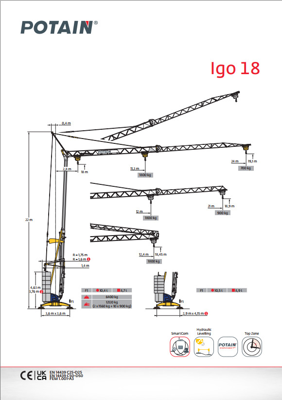 Potain IGO 18 - Självresande tornkran: bild 1 Potain IGO 18 - Självresande tornkran: bild 1