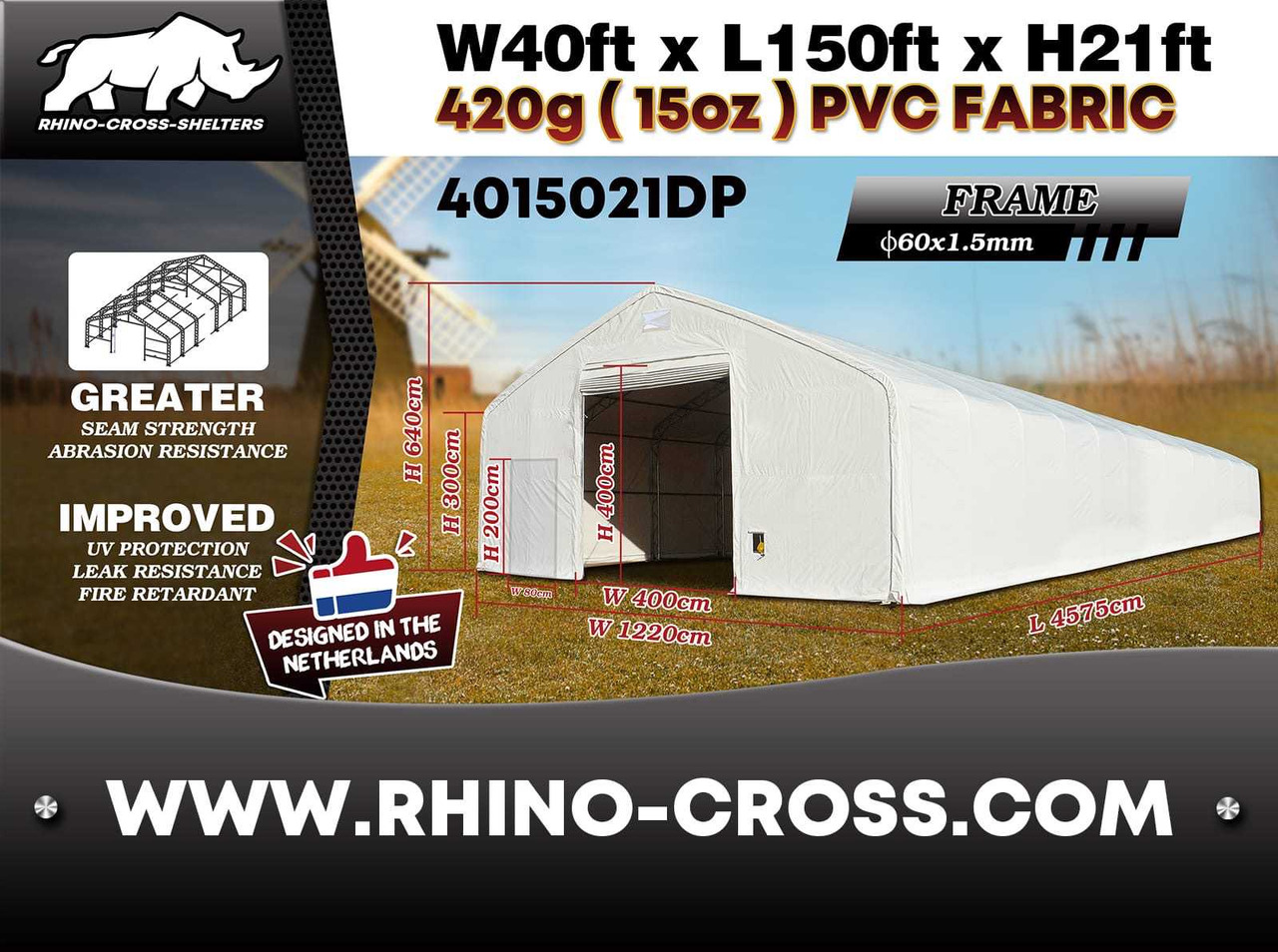 Rhino-Cross-Shelter 4015021DP - 45,75x12,2x6,4 m - Lagringstank: bild 2 Rhino-Cross-Shelter 4015021DP - 45,75x12,2x6,4 m - Lagringstank: bild 2