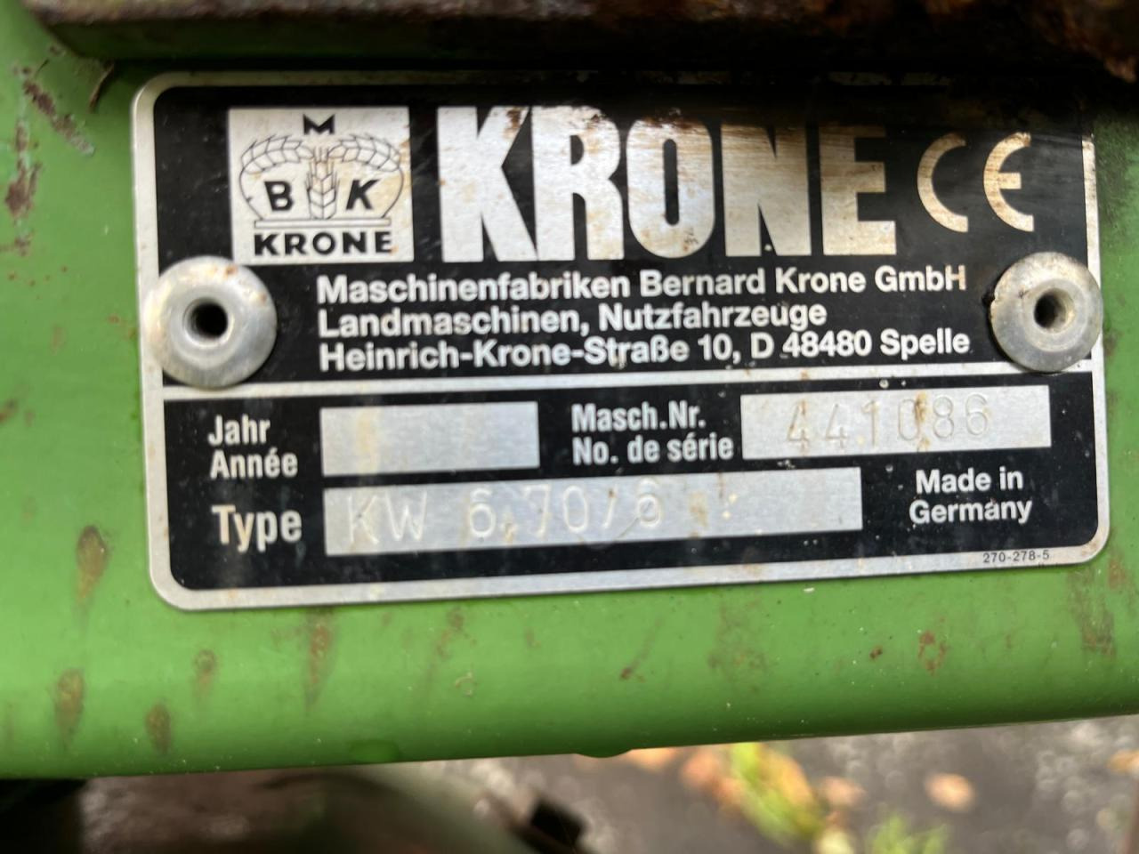 Krone KW 6.70/6 - Hövändare: bild 2 Krone KW 6.70/6 - Hövändare: bild 2