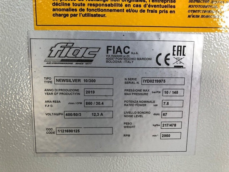 Fiac New Silver 10 / 300 Silent 7.5 kW 860 L / min 10 bar Elektrische Schroefcompressor met ketel - Luftkompressor: bild 5 Fiac New Silver 10 / 300 Silent 7.5 kW 860 L / min 10 bar Elektrische Schroefcompressor met ketel - Luftkompressor: bild 5