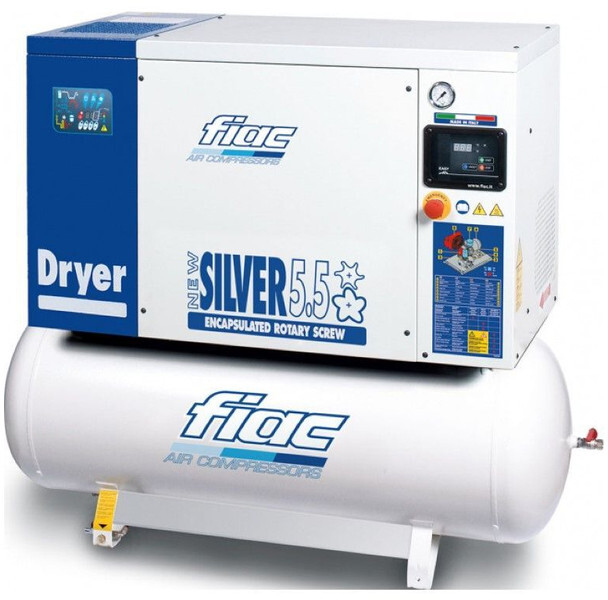 Fiac New Silver D 5.5 / 200 Silent 4 kW 450 L / min 10 Bar Elektrische Schroefcompressor met ketel en droger - Luftkompressor: bild 1 Fiac New Silver D 5.5 / 200 Silent 4 kW 450 L / min 10 Bar Elektrische Schroefcompressor met ketel en droger - Luftkompressor: bild 1