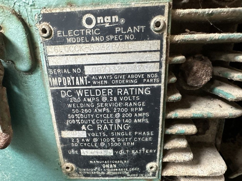GENERATOR Onan Portaweld 200 Las generator Welding generator 200 Amp Benzine Petrol - Elgenerator: bild 3 GENERATOR Onan Portaweld 200 Las generator Welding generator 200 Amp Benzine Petrol - Elgenerator: bild 3