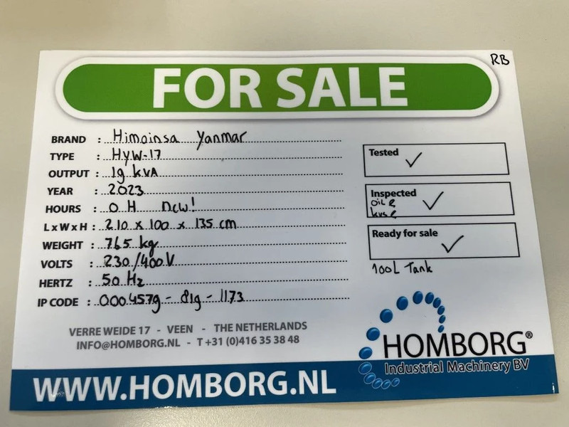 Ny Elgenerator Himoinsa HYW-17 Yanmar Stamford 19 kVA Supersilent Stage 5 Generatorset Nieuw !: bild 18