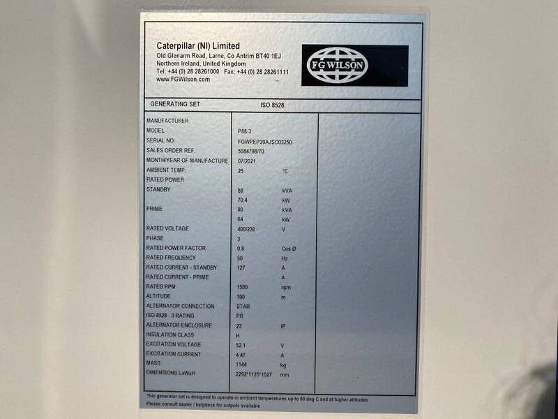 Perkins 1104A-44T FG Wilson 88 kVA Supersilent generatorset New ! - Elgenerator: bild 4 Perkins 1104A-44T FG Wilson 88 kVA Supersilent generatorset New ! - Elgenerator: bild 4