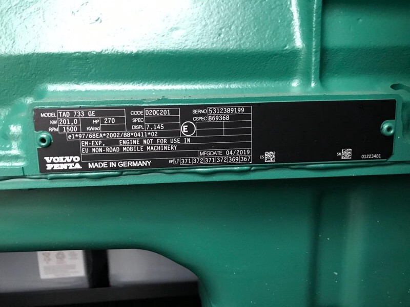Volvo TAD 733 GE 225 kVA Supersilent generatorset New ! - Elgenerator: bild 5 Volvo TAD 733 GE 225 kVA Supersilent generatorset New ! - Elgenerator: bild 5
